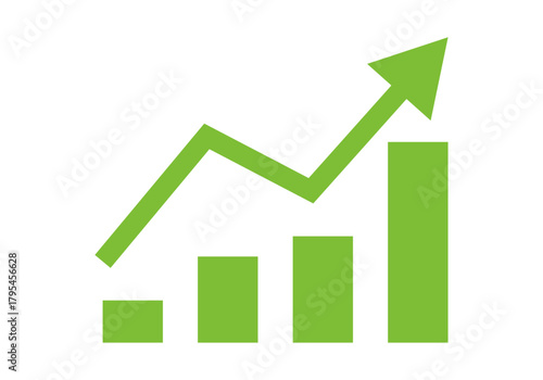 Crecimiento financiero y éxito empresarial en icono de gráfico verde