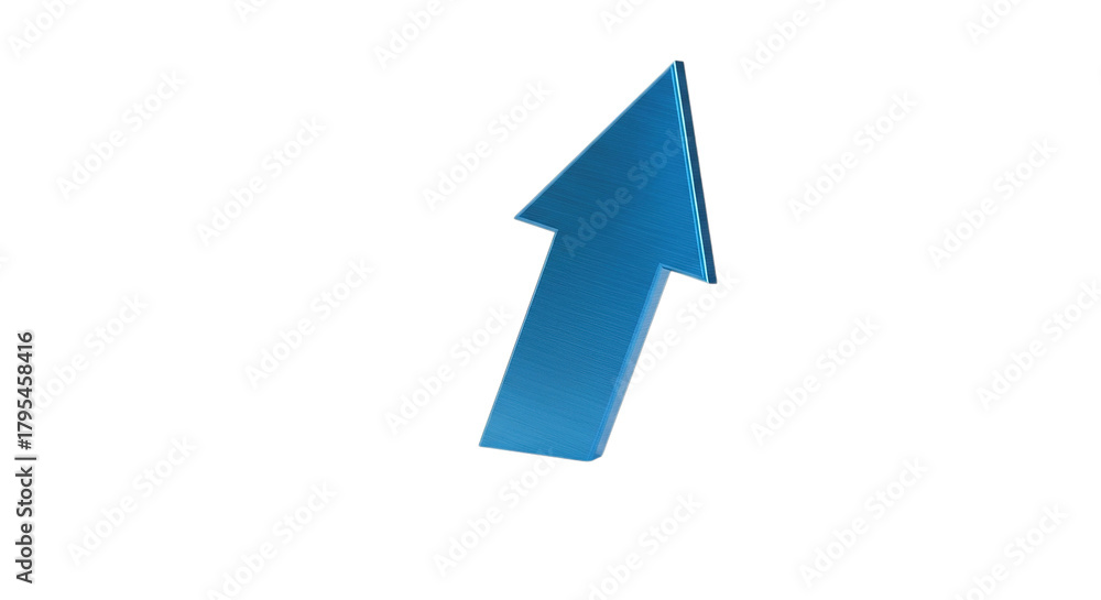 Fototapeta premium Glossy blue arrow pointing upward isolated on transparent background