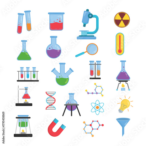 Colorful Science Laboratory Chemistry Illustration Collection