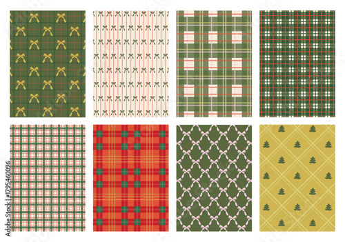 Christmas retro style wallpaper collection. Art for greeting card, posters, invitations, background.	