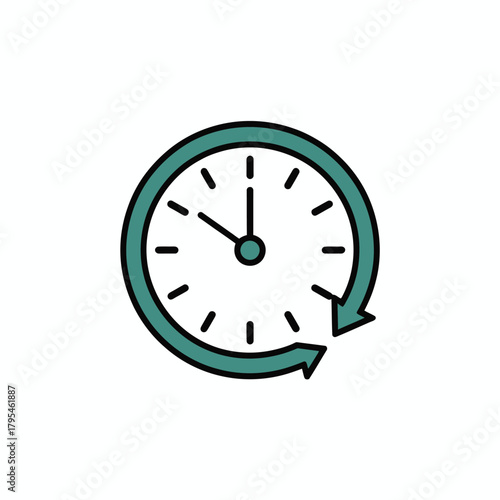 Clock with circular arrow indicating time or schedule