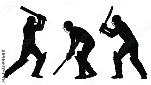 Dynamic cricket players in action, capturing the thrill and athleticism of the game with powerful batting stances and motion.