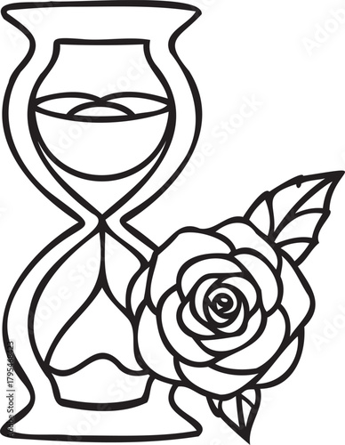 Rose hourglass symbol of fleeting value
