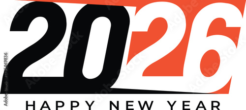 Simple 2026 Happy New Year Template Design. Minimalist 2026 New Year Greeting Layout. Clean and Modern 2026 Happy New Year Template