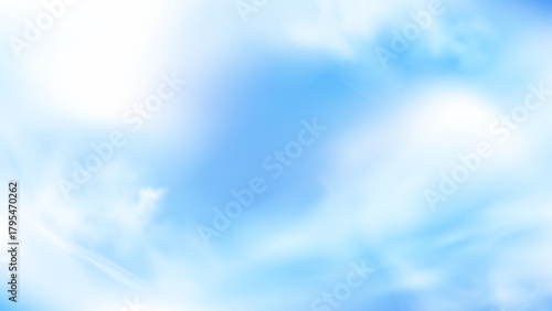 Vector illustration of a beautiful blue sky with realistic clouds. Captivating panoramic view with soft and natural cloud formations, perfect for backgrounds, web, and design projects.