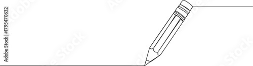 continuous line drawing of pencil stub, line art vector illustration