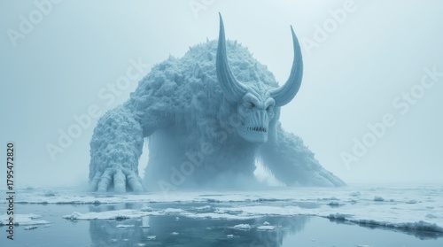 Majestic Ice Creature - A Frozen Guardian in a Winter Wonderland.