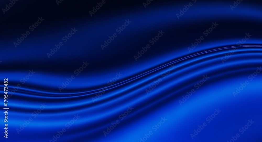 Naklejka premium Abstract blue silk fabric with smooth waves and dark shadows creating a flowing texture effect