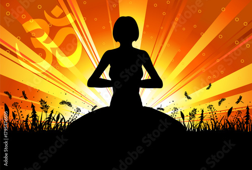 Silhouette of a Girl in Yoga pose