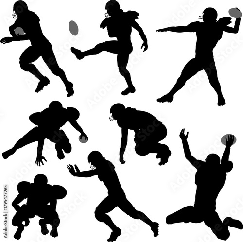 Silhouettes American Football Players