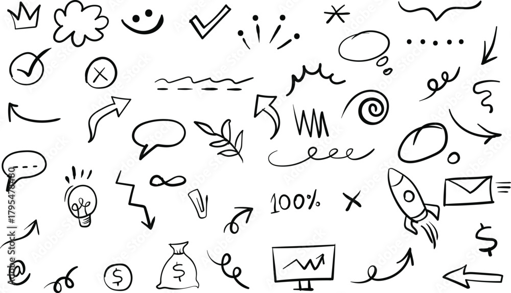 Obraz premium Line art vector symbol set collection.