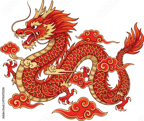 Chinese zodiac dragon vector illustration