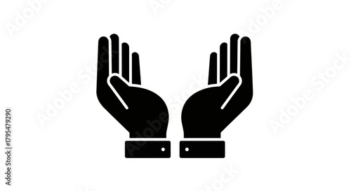 Two hands cupped upwards in black