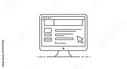 Computer screen with cursor and website content