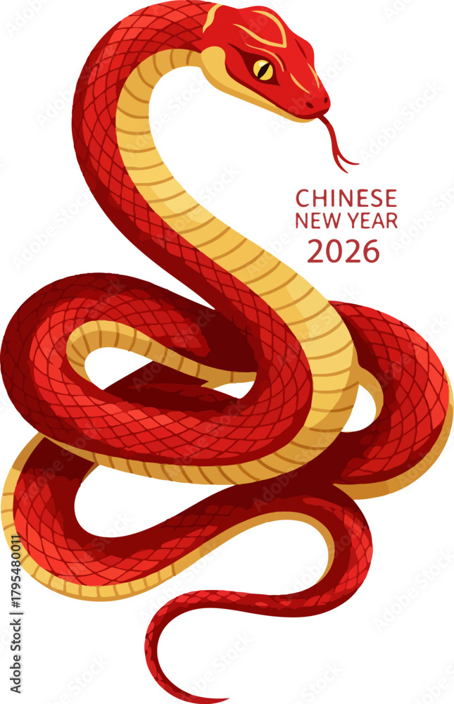 Obraz premium Chinese zodiac snake vector illustration