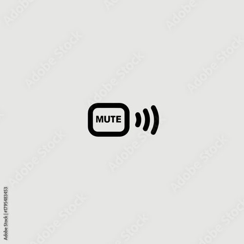 Mute audio icon with sound waves, digital button symbol for sound off, quiet mode or no volume interface graphic element.