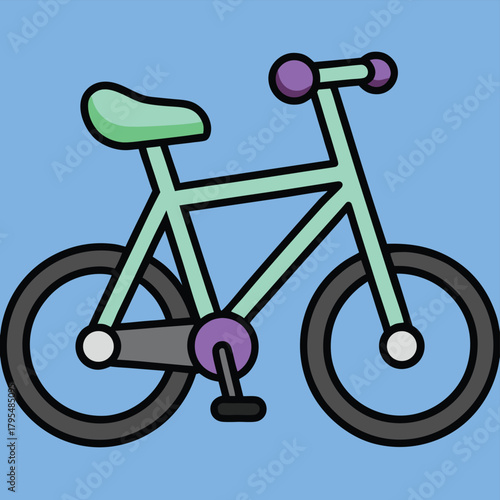 Vector illustration of a vintage bicycle icon with wheels and pedals, ready for sport cycling and road transport
