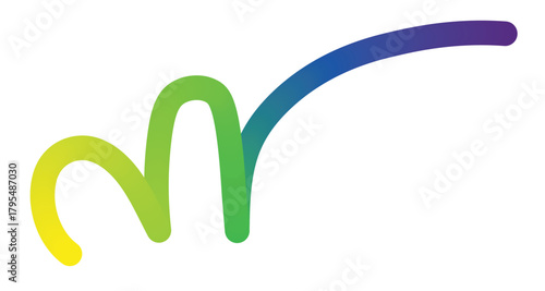 Vibrant rainbow gradient abstract curved line symbolizing movement energy and growth on white background
