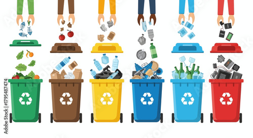 set of colorful garbage