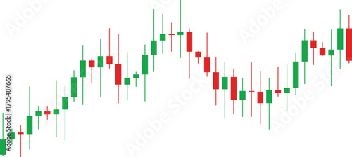 Candlestick Chart Illustration of Stock Market Trends, Finance, and Investment Strategy Analysis