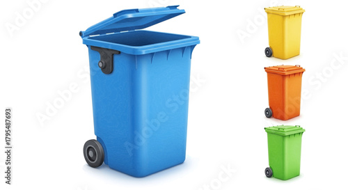 blue trash can isolated