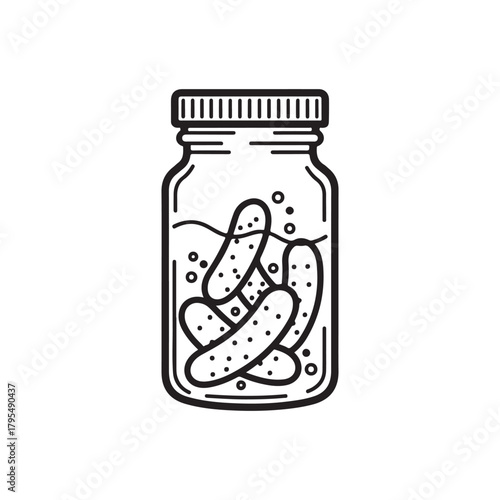 Pickle jar outline icon vector flat illustration