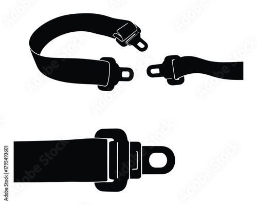 Seat Belt Vector Safety Illustration Symbol Auto Buckle