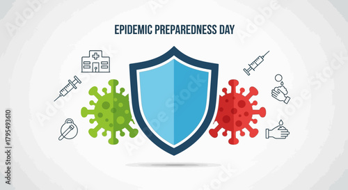 Stay safe and protected with epidemic preparedness measures, featuring vaccination, hygiene, and defense against virus spread for health awareness campaigns and safety promotions