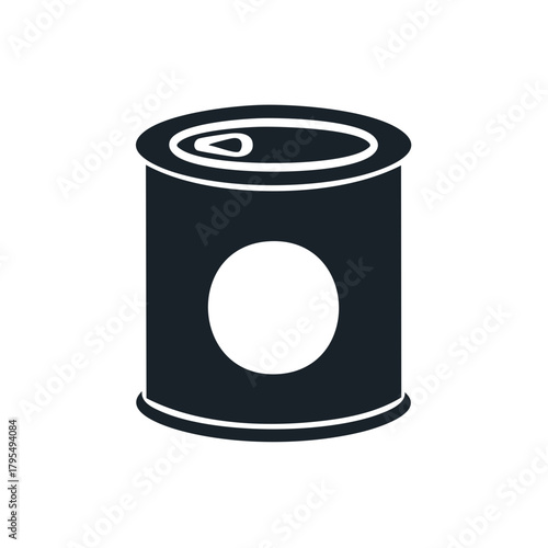 Simple Dark Silhouette of a Food Can with Opening Tab