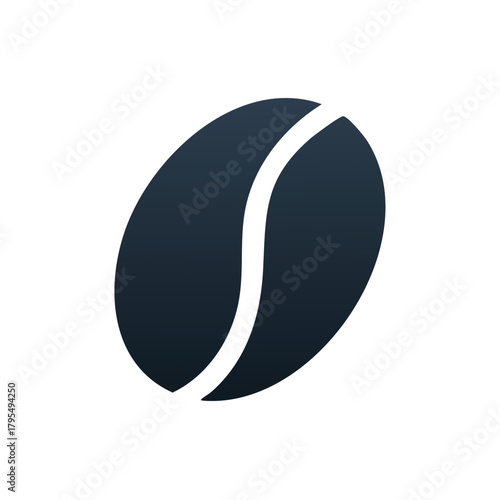 Simple dark coffee bean icon symbolizing caffeine and beverage