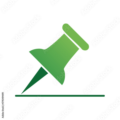 Green pushpin icon piercing a horizontal line, symbolizing marking and emphasis