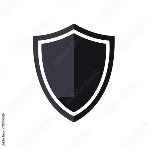 Elegant shield emblem in shades of gray provides graphic protection for your creative security with solid defense, safety symbol