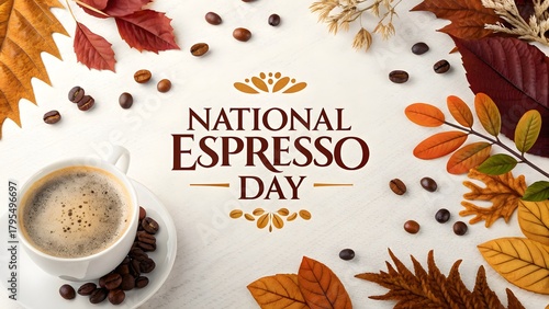National Espresso Day Rustic Coffee Pattern

