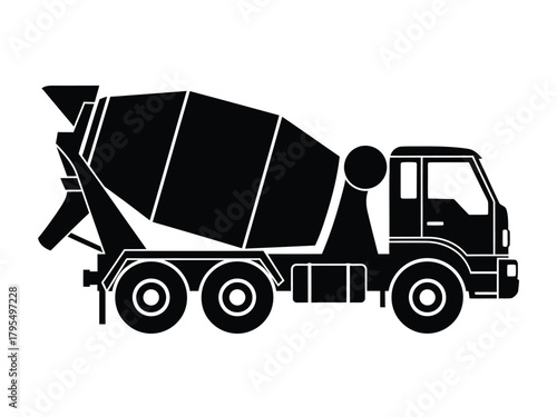 Black concrete mixer truck silhouette vehicle construction