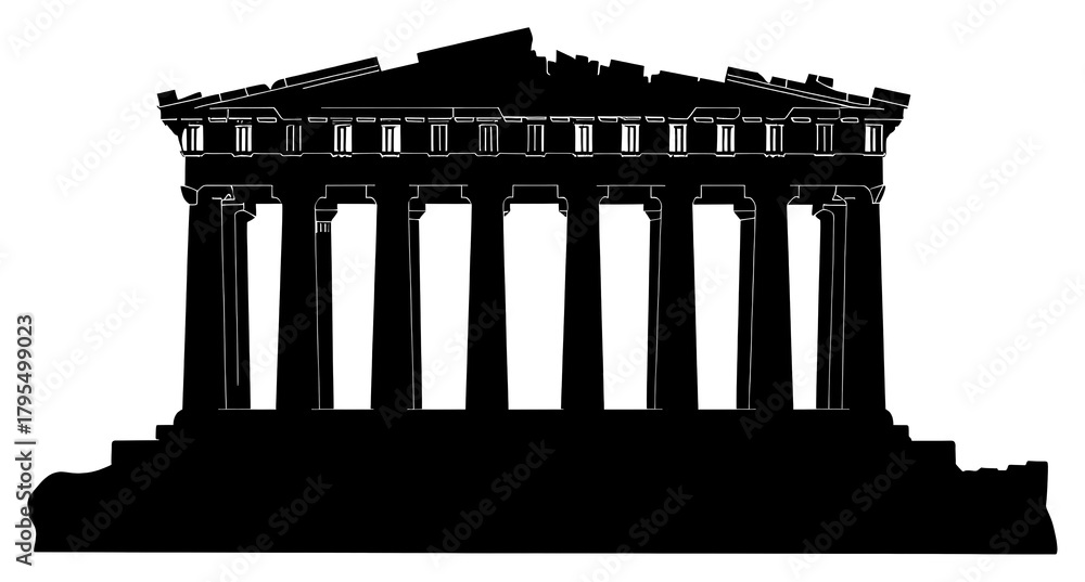 Obraz premium PNG Acropolis of Athens architecture silhouette parthenon.