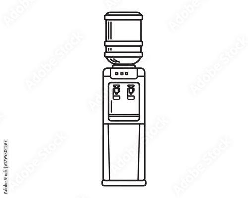 Water Cooler Line Art Office Hydration Refreshment Vector