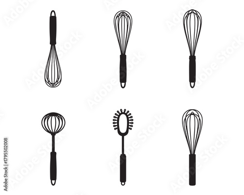 Whisk Collection Vector Illustration Kitchen Utensil Cooking Baking