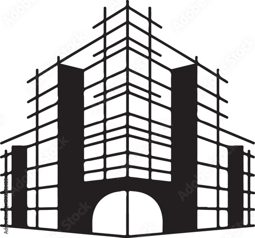 Abstract architectural building outline with geometric framework design. modern construction skeleton art Vector