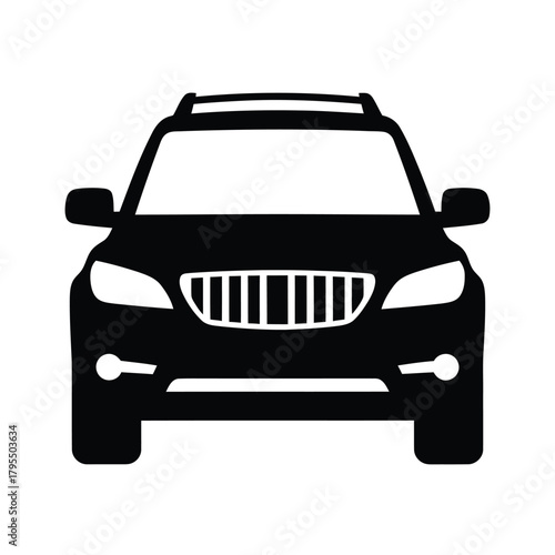 Black S U V vehicle front view vector