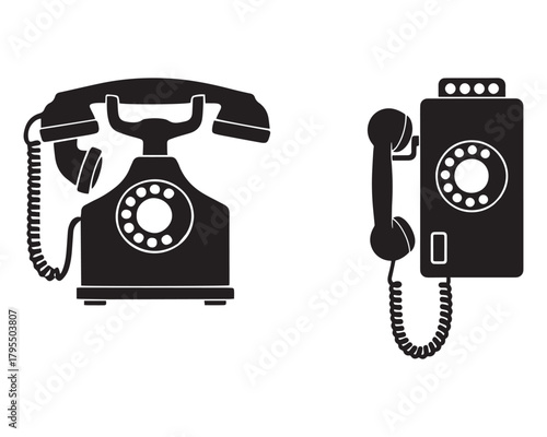 Vintage Telephone Vector Illustration Retro Communication Icon Design