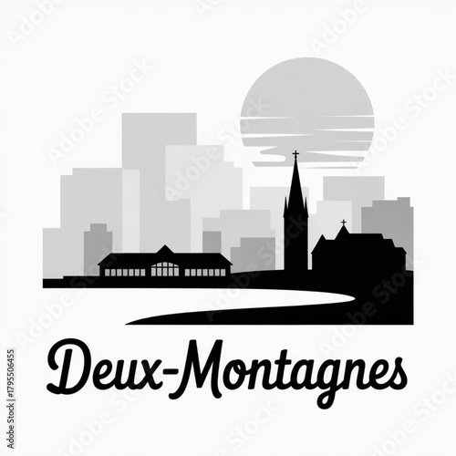 Wallpaper Mural Deux-Montagnes Quebec Skyline Silhouette — A Peaceful Canadian Waterfront Suburb Near Montréal Vector Illustration Torontodigital.ca