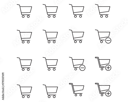 Shopping cart icons vector grid ecommerce online buying