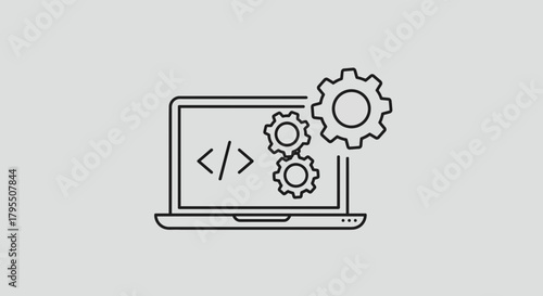 Laptop with Code and Gear Icon