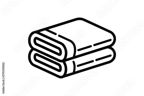 Simple line art icon of two folded towels stacked neatly