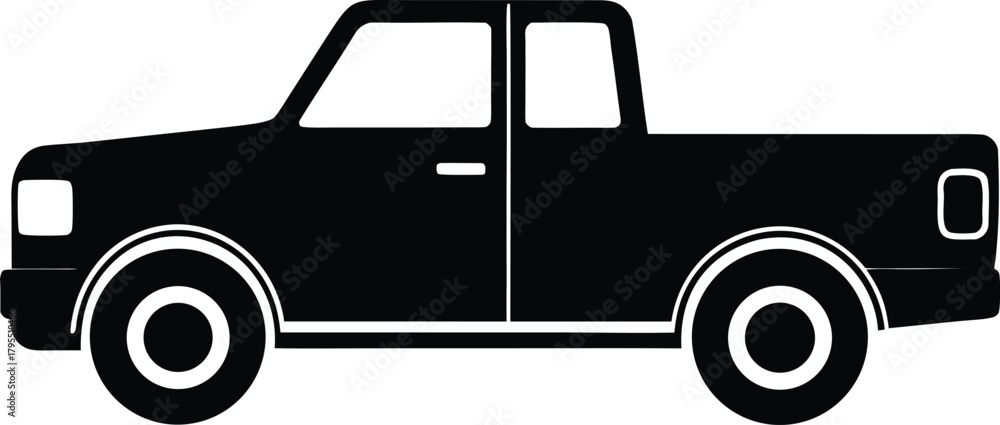 Naklejka premium Red pickup truck icon on a clean white background