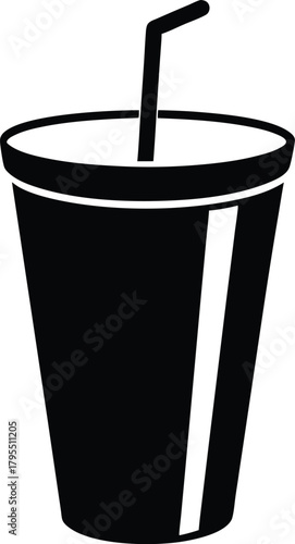Simple soda cup icon with refreshing beverage