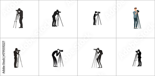Set of photographer silhouettes for creative projects