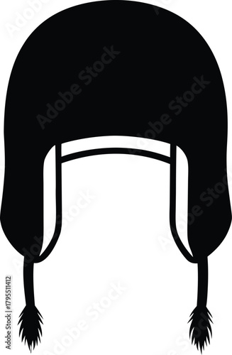 Winter trapper hat icon with fur flaps