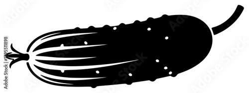 A black and white silhouette of a pickle, black, icon, illustration, profile, stingray, against transparent background