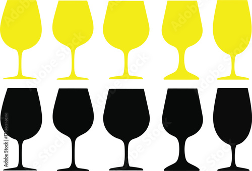 Silhouette Wine Glasses in Yellow and Black Creative Graphic Design